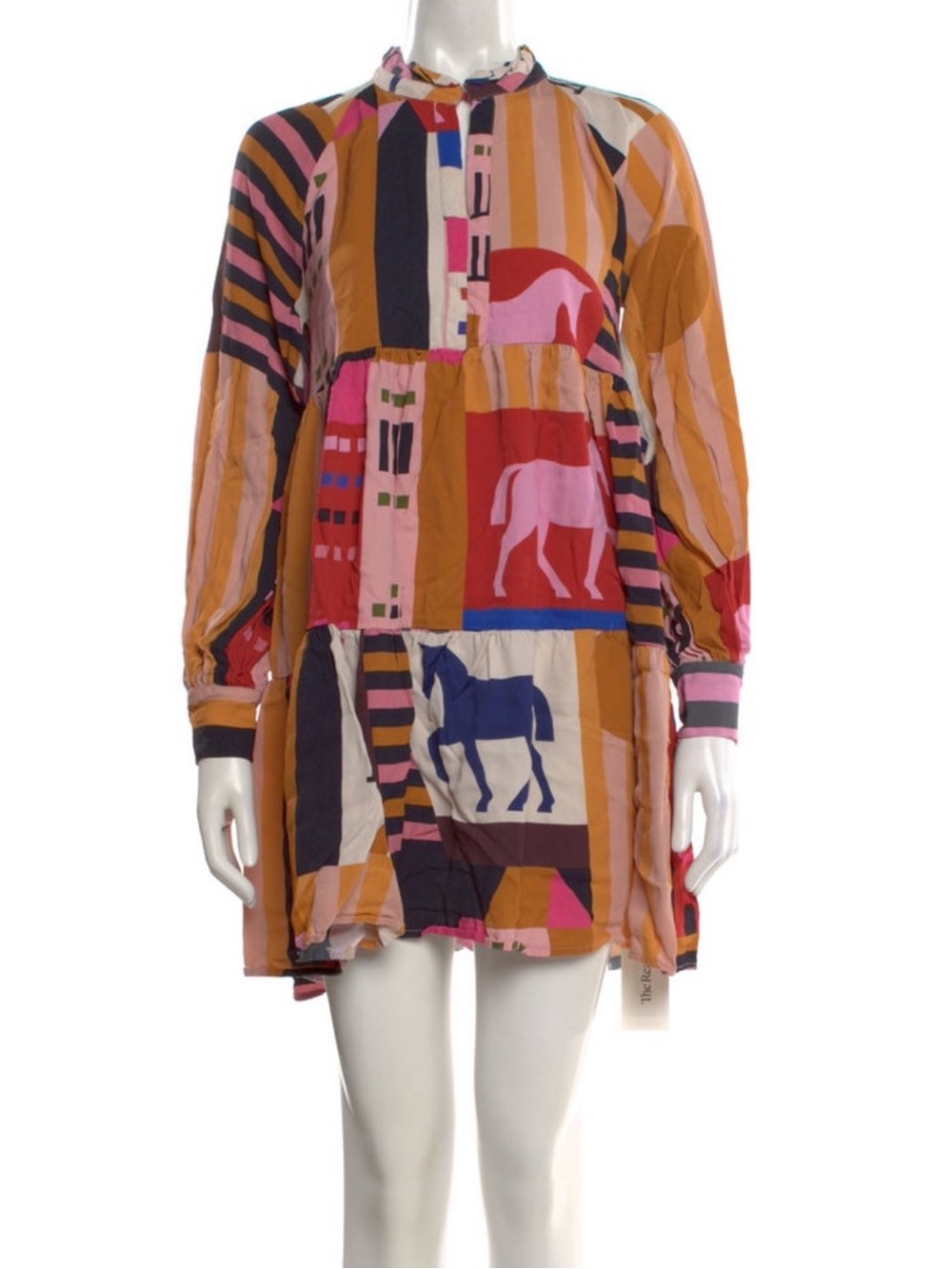 ISO STINE GOYA Colorblock Mini Dress with Horse Motif